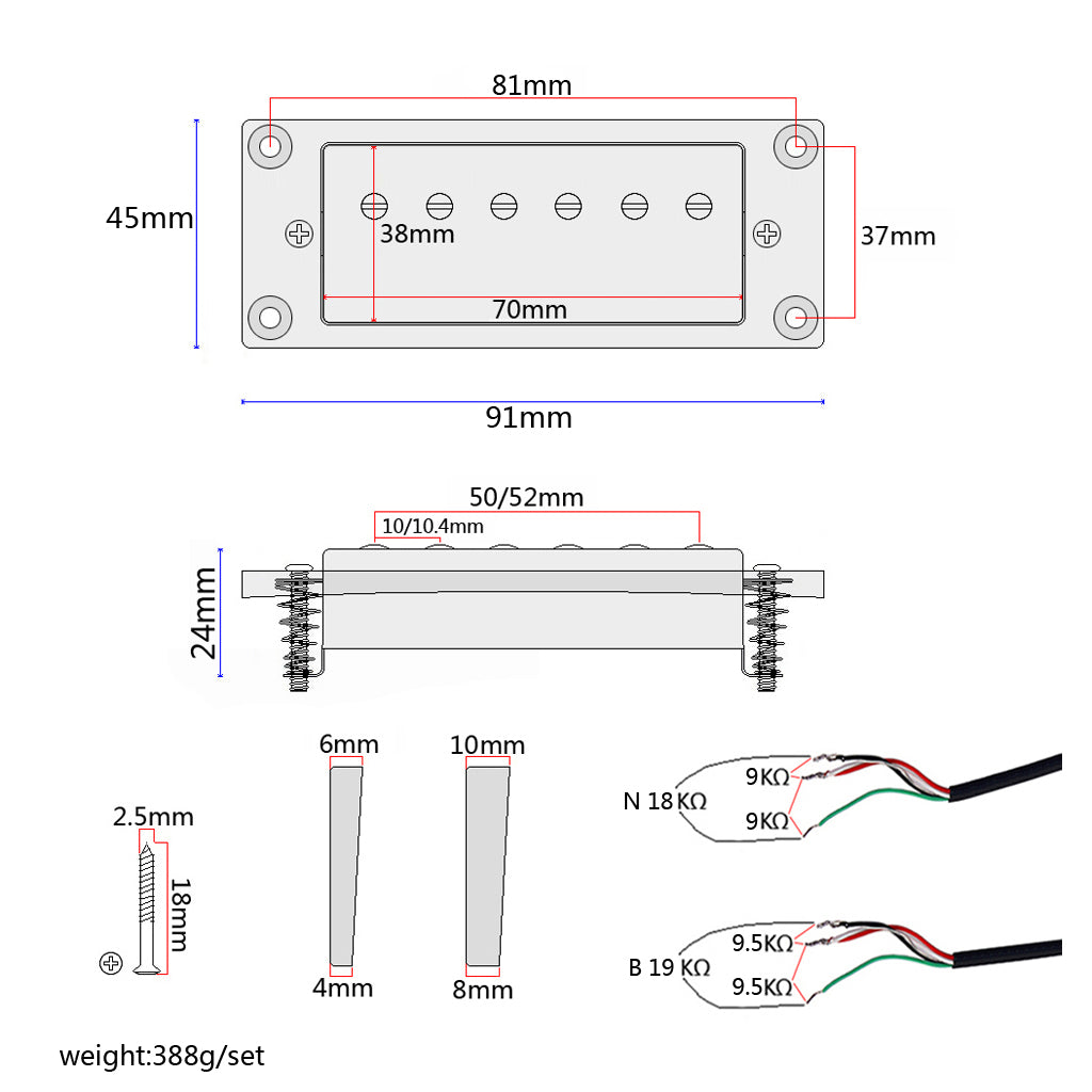 Guitar single Pickups for Electric Guitars with Mounting Screws