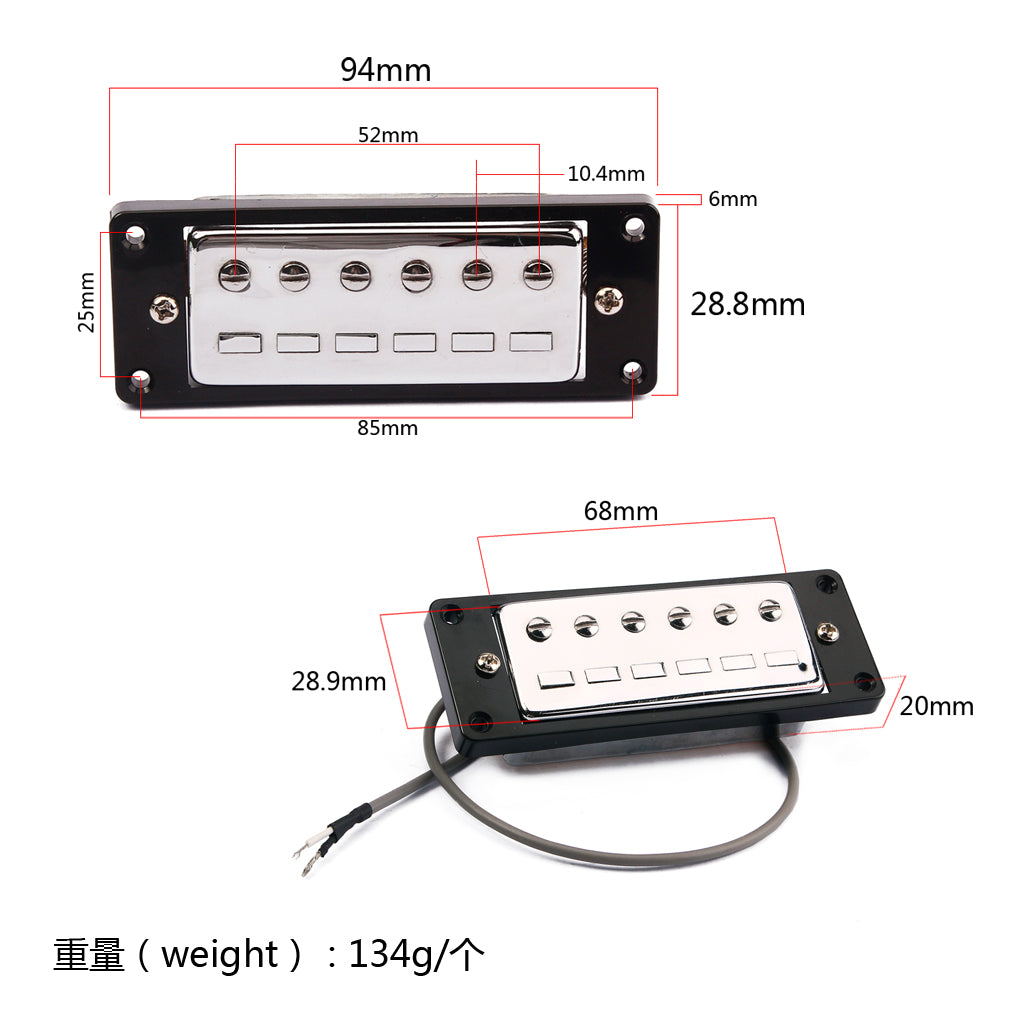 Mini Humbucker Pickups Bridge and Neck Set for Electric Guitar Parts Chrome