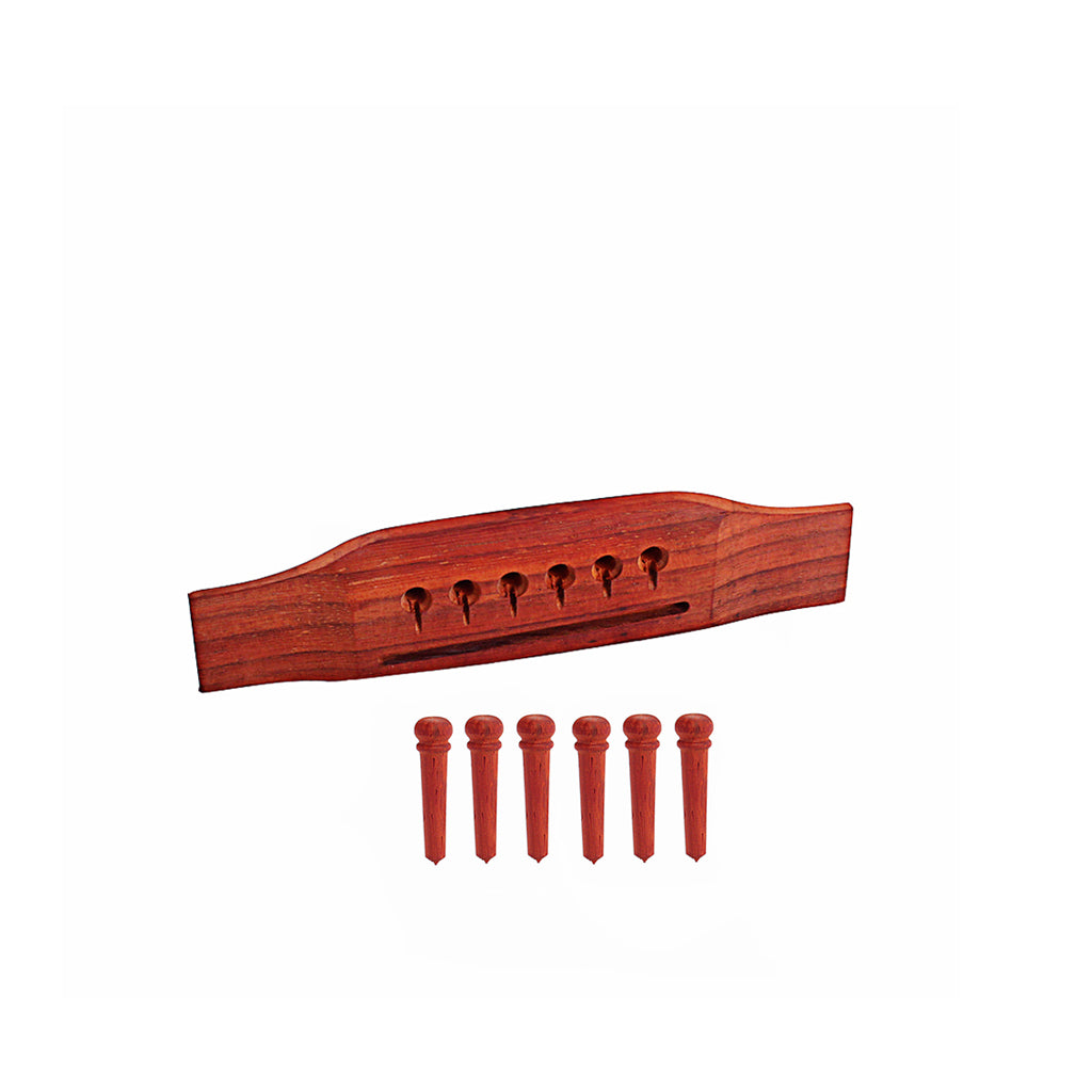 Pterocarpus 6 string Acoustic guitar Bridge and 6pcs pins