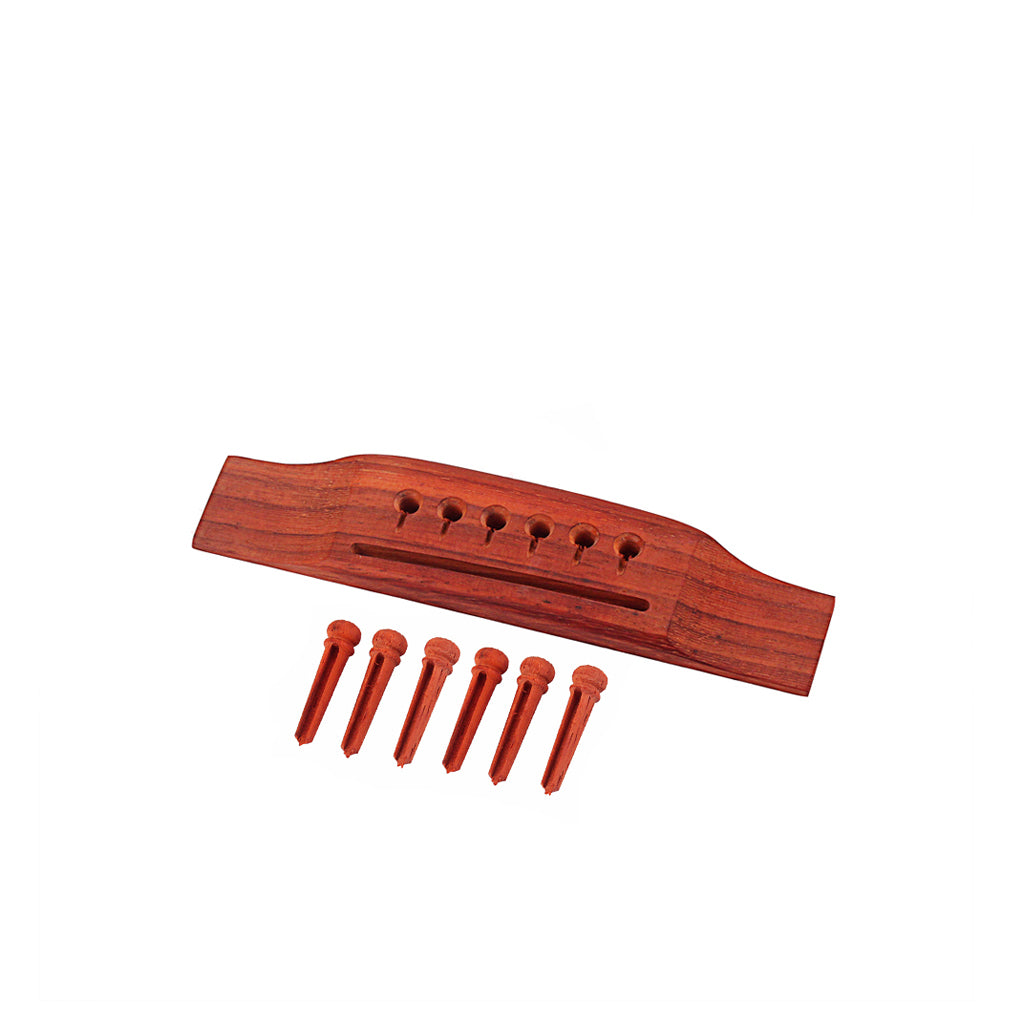 Pterocarpus 6 string Acoustic guitar Bridge and 6pcs pins