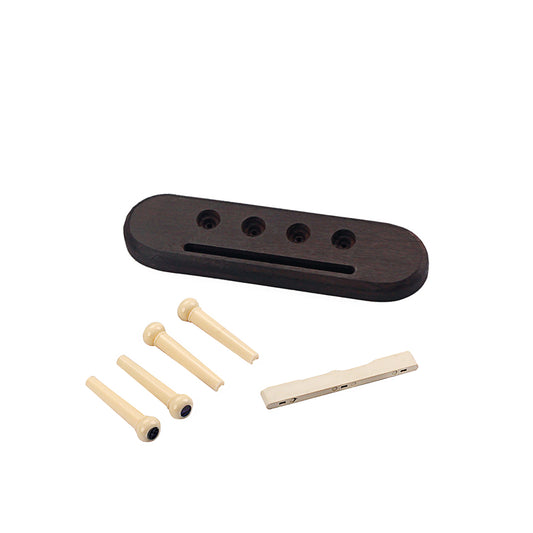 4 String Rosewood Ukulele Bridge+ABS Saddle Nut Slotted for Ukulele Parts