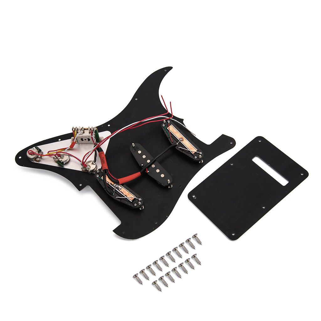 Black 3-ply SSS Dual Rail Pickups Loaded Prewired Pickguards for 11 Hole Electric Guitar