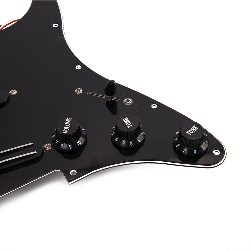 Black 3-ply SSS Dual Rail Pickups Loaded Prewired Pickguards for 11 Hole Electric Guitar