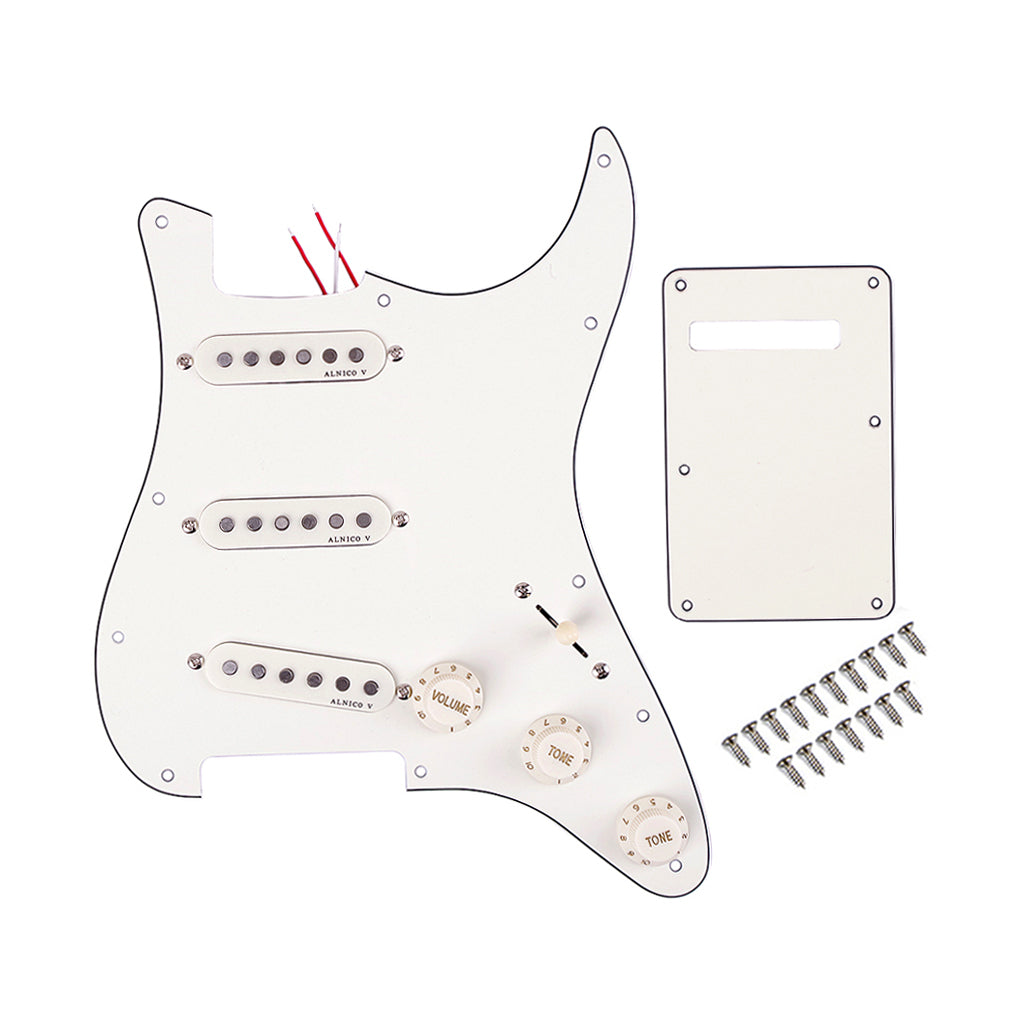 Prewired-Loaded SSS Pickguard Alnico V Pickups and back cover for Strat Guitar