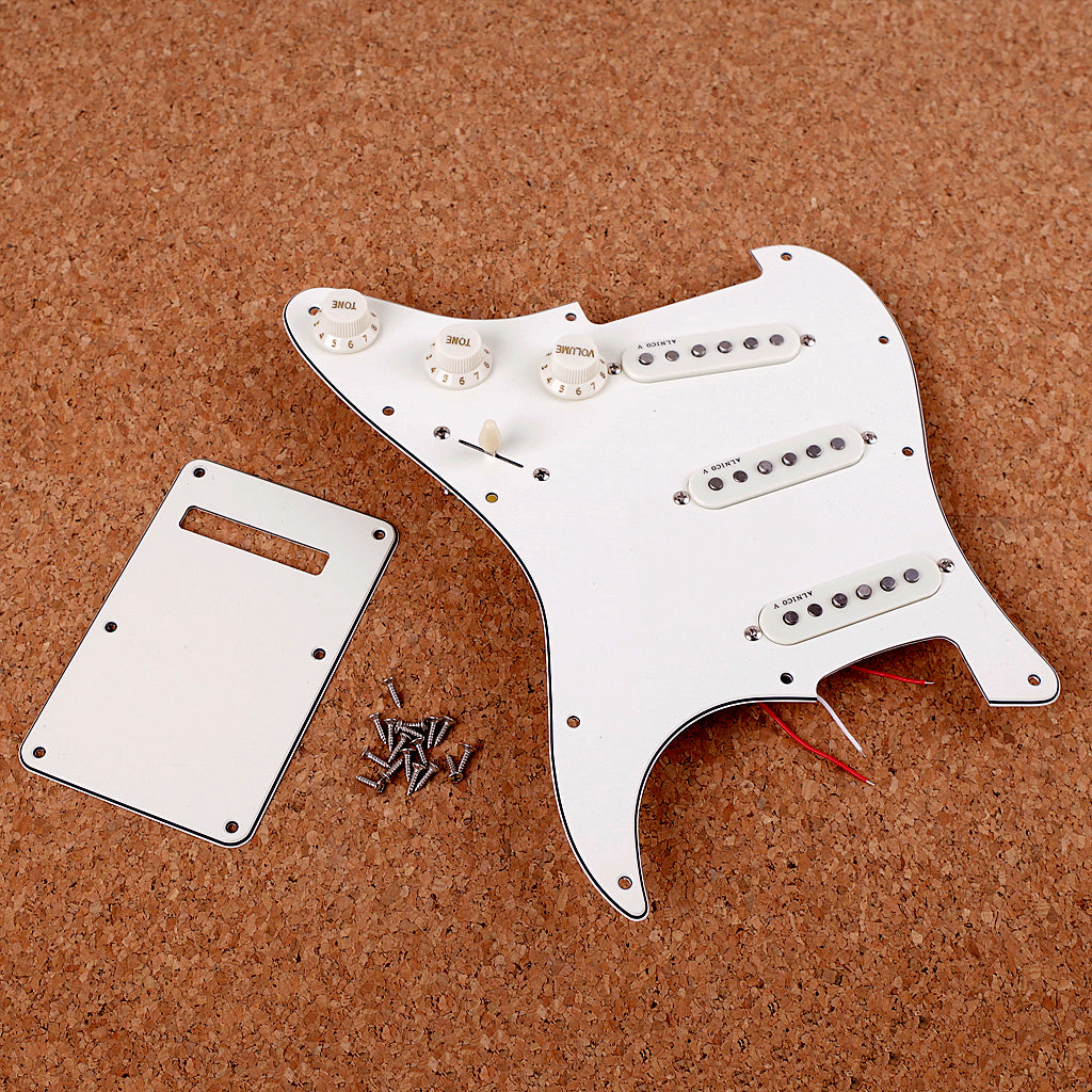 Prewired-Loaded SSS Pickguard Alnico V Pickups and back cover for Strat Guitar