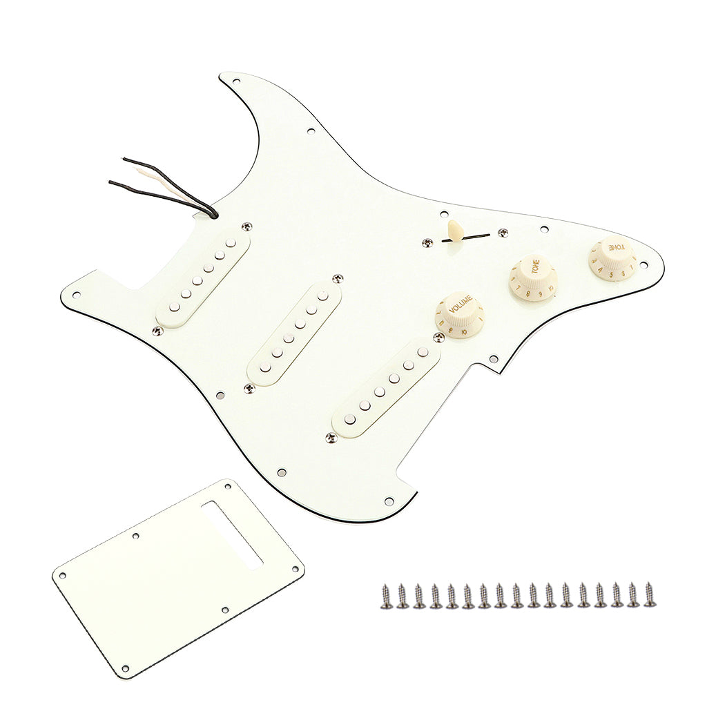 Black/White Prewired Loaded Electric Guitar Pickguard SSS ST 11 Hole Alnico 5 Staggered Single Coil Pickup