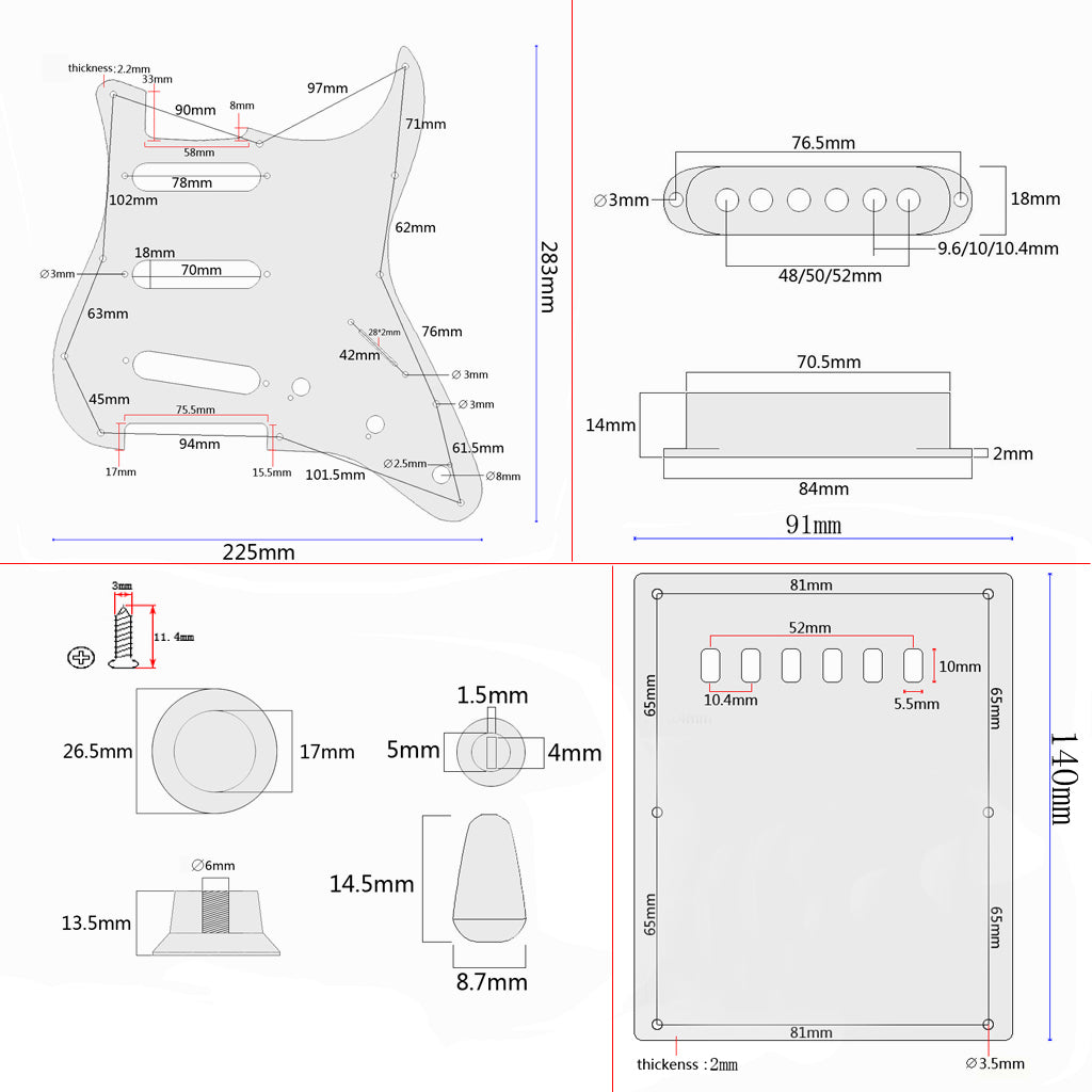 Electric Guitar Kit ST Style Full Accessories Kit White