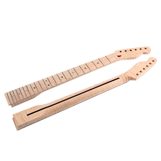 22 Fret Tiger Flame Maple Guitar Neck Replacement Guitar Neck for TL Electric Guitar Abalone Dots Natural