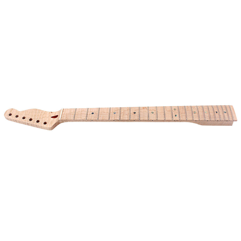 22 Fret Tiger Flame Maple Guitar Neck Replacement Guitar Neck for TL Electric Guitar Abalone Dots Natural