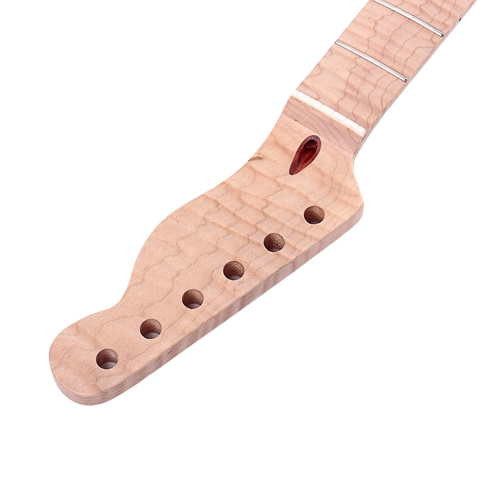 22 Fret Tiger Flame Maple Guitar Neck Replacement Guitar Neck for TL Electric Guitar Abalone Dots Natural