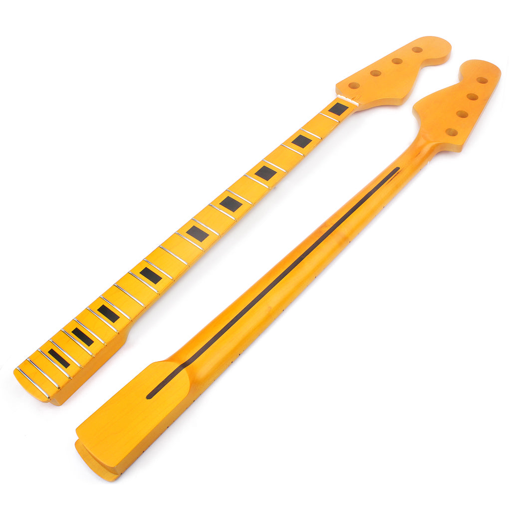 OGdni Electric Bass Guitar Neck yellow Replacement Maple Wood 21 Fret Repair parts