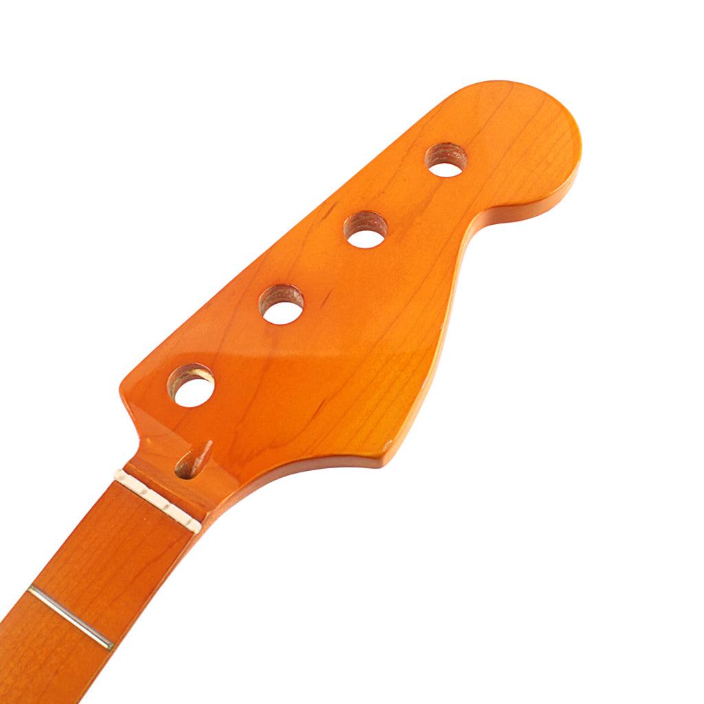 Electric JB Bass Guitar Neck yellow Replacement Maple Wood 21 Fret Repair parts