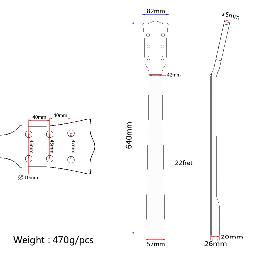 Electric Guitar Neck Replacement 22 fret 24.75 inch Mahogany Truss Rod Bolt on