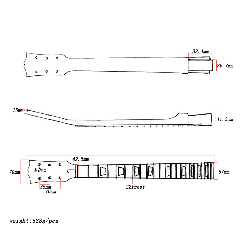 Electric Guitar Neck DIY For Gibson Les Paul LP Guitars Parts Replace 22 Frets