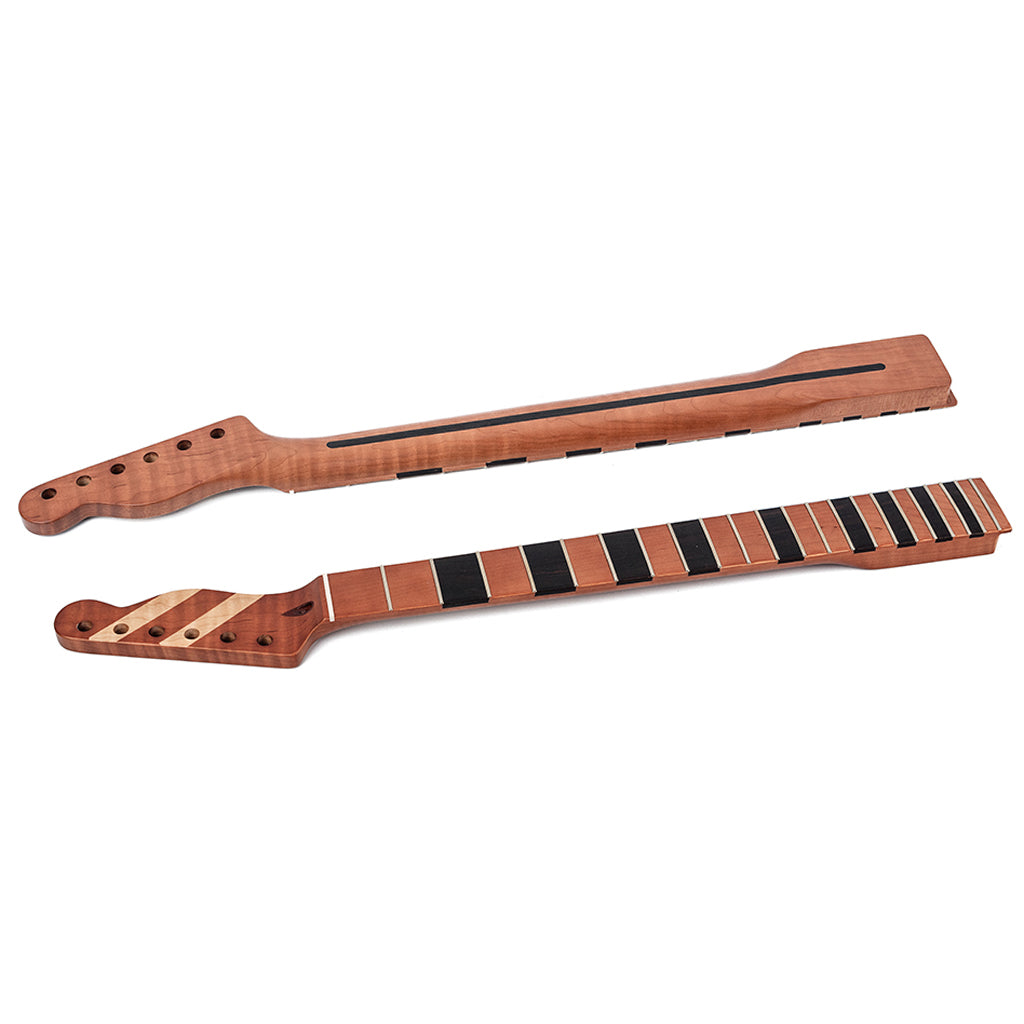 22 Fret Tiger Flame Maple Guitar Neck Replacement Maple TL Electric Guitar Neck with  black wood  Natural Glossy