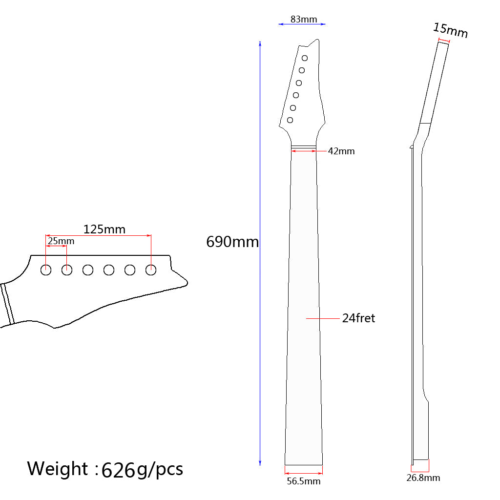 Electric Guitar Neck for IBZ Parts Replacement Maple