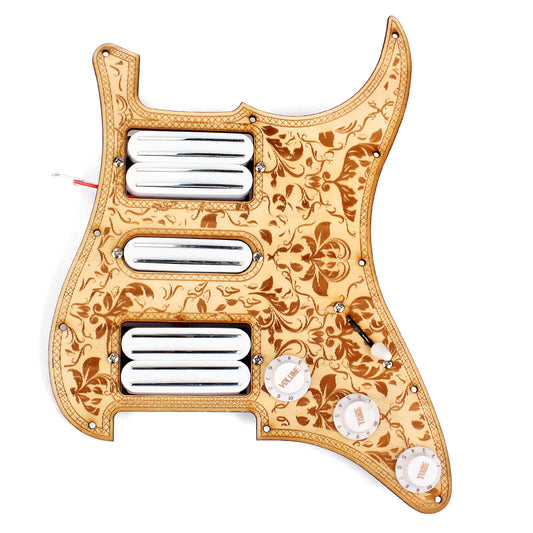 Maple Bauhinia Pattern 11 Holes HSH Pickguard Set Pickup Knobs Switch