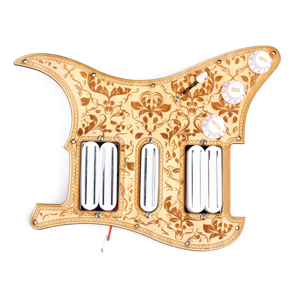 Maple Bauhinia Pattern 11 Holes HSH Pickguard Set Pickup Knobs Switch