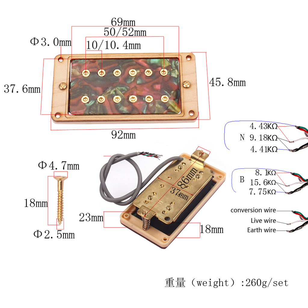 Humbucker Gold frame/Maple Wood Pickup for Epihone Electric Guitar Part