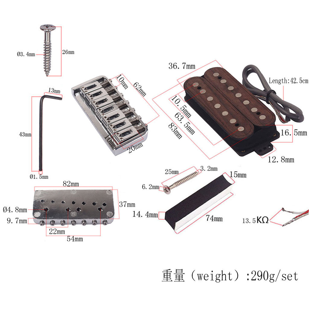 7 Strings Hardtail Fixed Bridge and  Humbucker pickup set 7 strings ESP