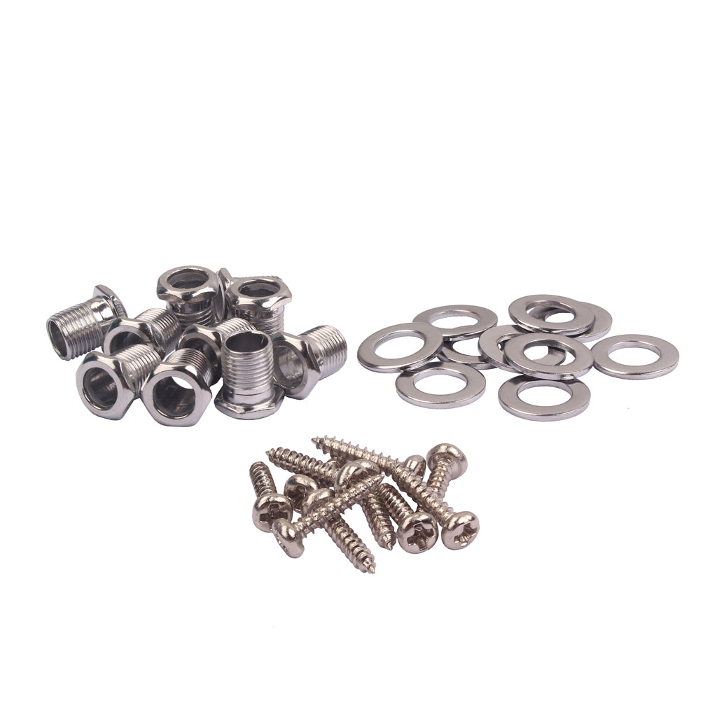 10 Pcs Hex Threaded Bushing & Ferrules & Mount Screws for Sealed-gear Guitar Tuning Peg Tuner Machine Heads.chrome