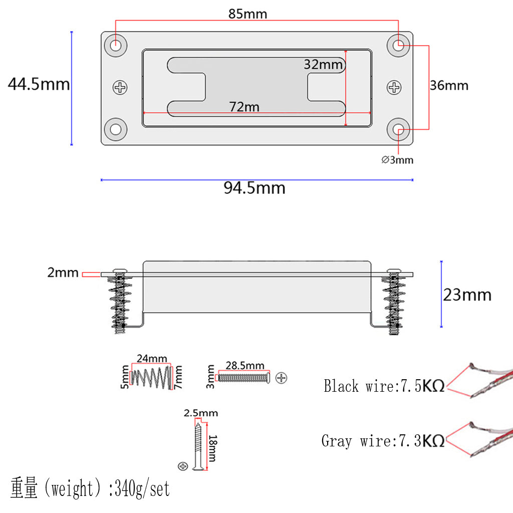 Chrome Mini Style Humbucker Pickup With Metal Pickup ring Neck and Bridge Pickup for LP Electric guitar