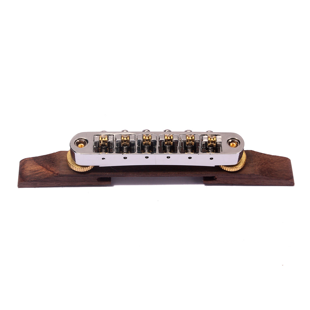 Chrome Plated Jazz Electronic Guitar Bridge Tailpiece with Gold Roller Saddle