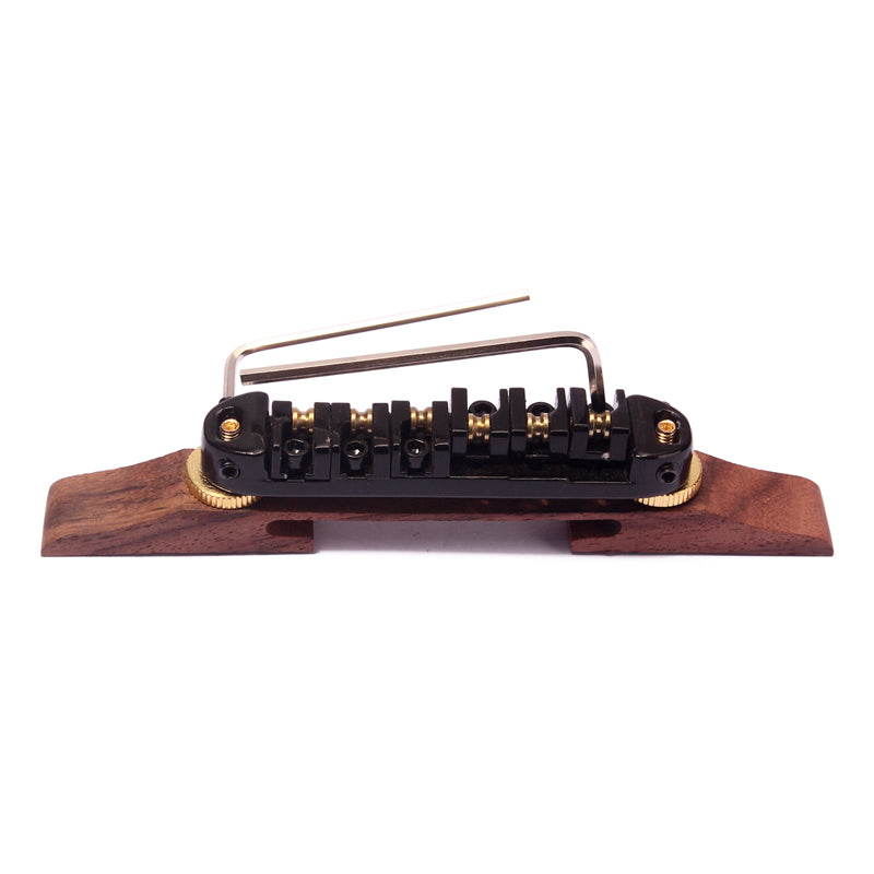 Chrome/Black/Gold Roller Saddle Bridge Archtop Rosewood Base for Jazz Guitar