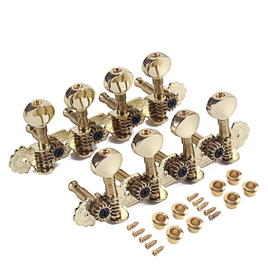 Mandolin Guitar Machine Heads 4L+4R Color Round Button Tuner gold