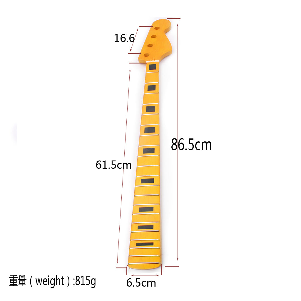 OGdni Electric Bass Guitar Neck yellow Replacement Maple Wood 21 Fret Repair parts