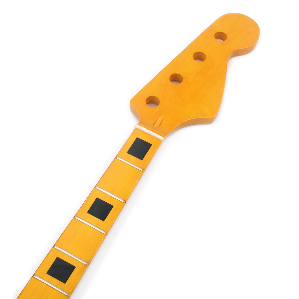 OGdni Electric Bass Guitar Neck yellow Replacement Maple Wood 21 Fret Repair parts