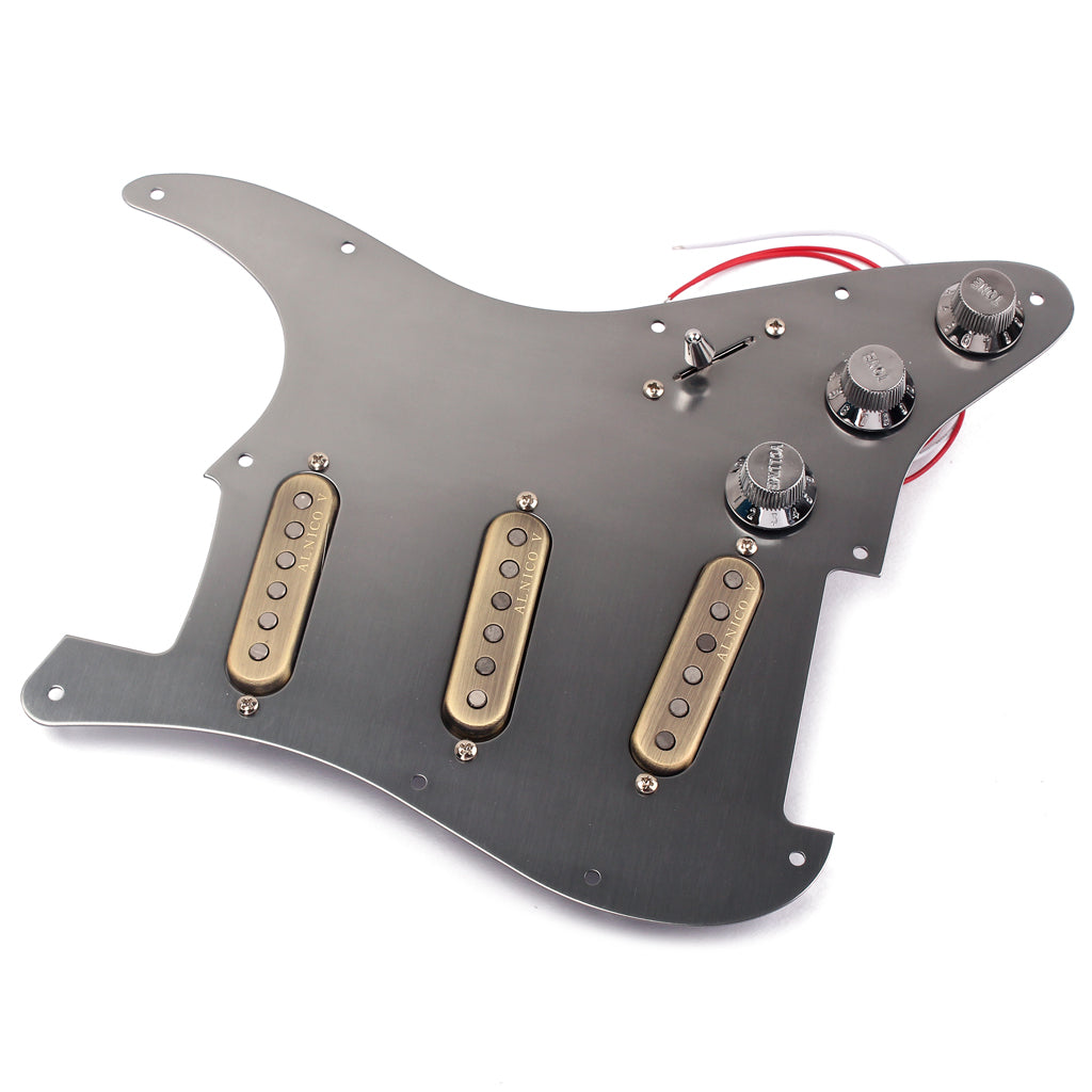 Prewired-Loaded metal SSS Pickguard Alnico V Pickups for Strat Guitar