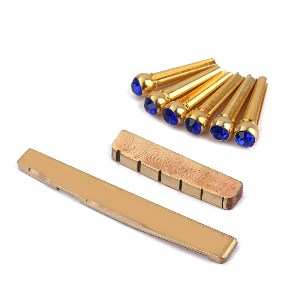 Bridge pins and Brass NUT / SADDLE Set for Acoustic Guitar