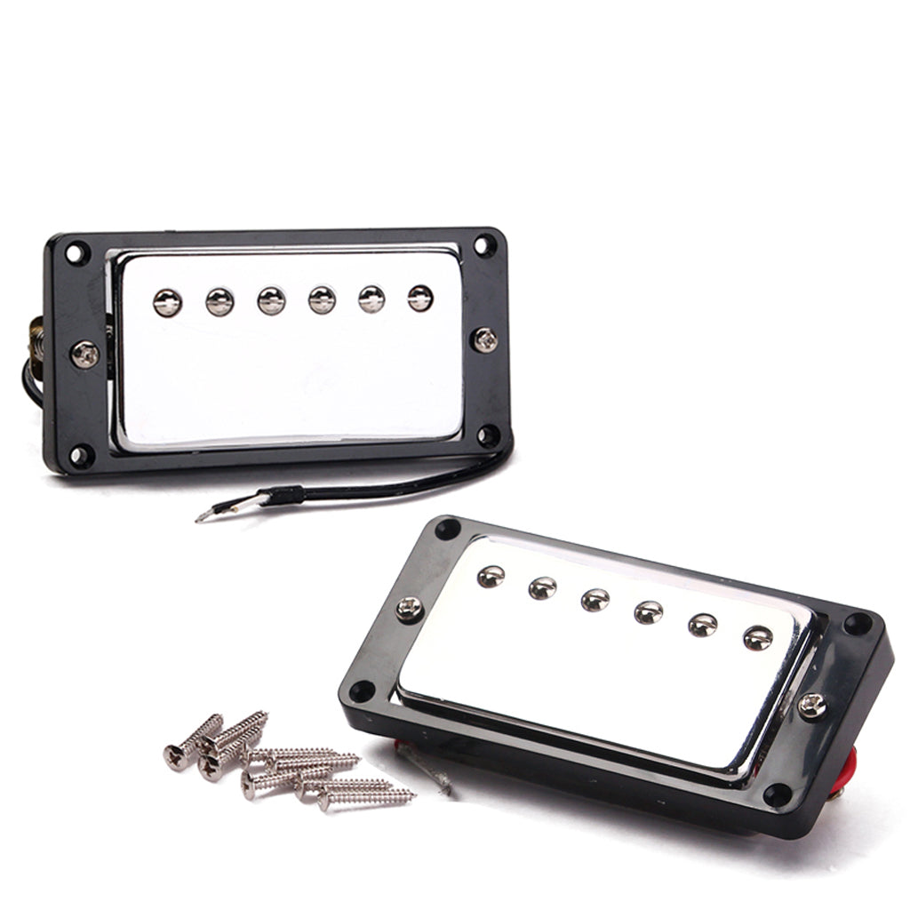 High Quality Set of Double Coil Humbucker Pickup Electric Guitar Neck & Bridge Pickup Chrome with Black Frame fit LP Guitar