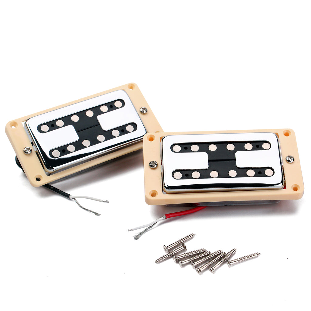 Double Coil Humbucker Pickups Set for Gibson Les Paul Electric Guitar Parts White with Cream/Black/ Frame