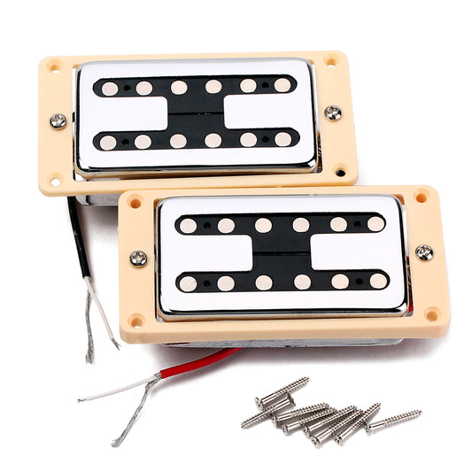 Double Coil Humbucker Pickups Set for Gibson Les Paul Electric Guitar Parts White with Cream/Black/ Frame