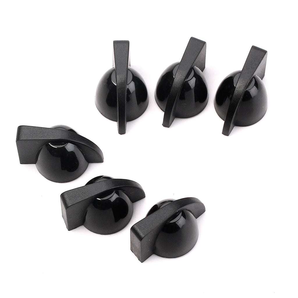 FLEOR 6pc Plastic Vintage Chicken Head Knobs Guitar Amplifier Effect Pedal Knobs Black