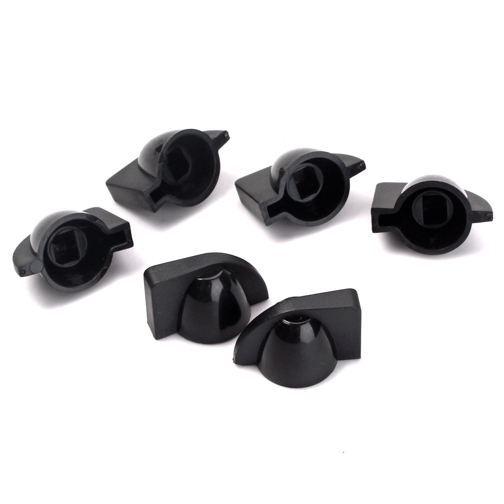 FLEOR 6pc Plastic Vintage Chicken Head Knobs Guitar Amplifier Effect Pedal Knobs Black