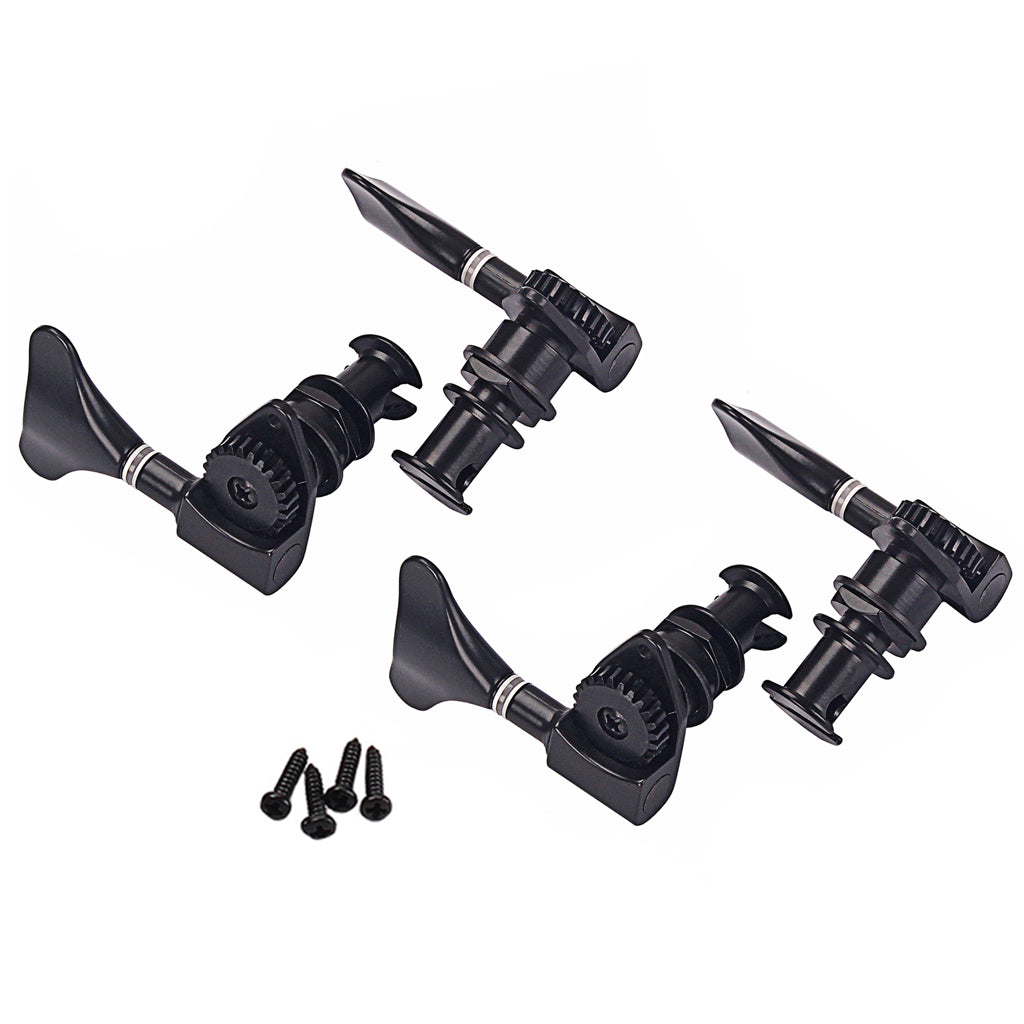 Black 2R2L Bass Guitar Machine Heads Guitar Tuning Pegs Open Gear