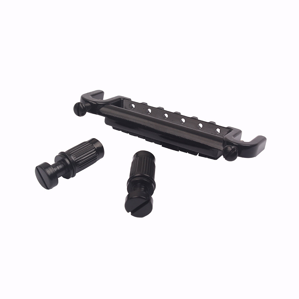 Guitar Part WRAP AROUND - 6 Adjustable Saddle Bridge Tailpiece - LP Jr -Black