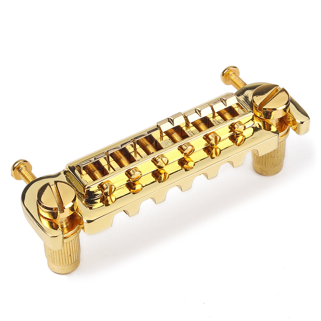 Guitar Part WRAP AROUND - 6 Adjustable Saddle Bridge Tailpiece - LP Jr - GOLD