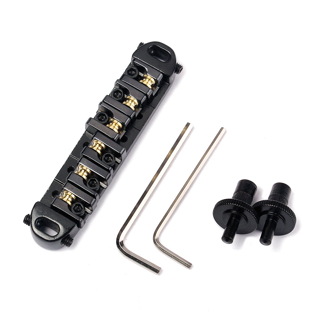 Brass Roller Adjustable Saddle Tune-O-Matic Zinc Alloy Bridge for LP Electric Guitar Silver/Black/Gold