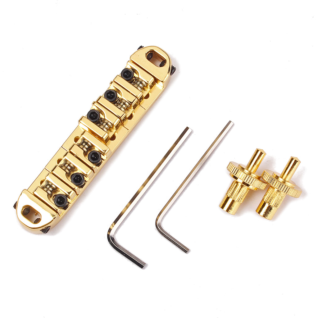 Brass Roller Adjustable Saddle Tune-O-Matic Zinc Alloy Bridge for LP Electric Guitar Silver/Black/Gold