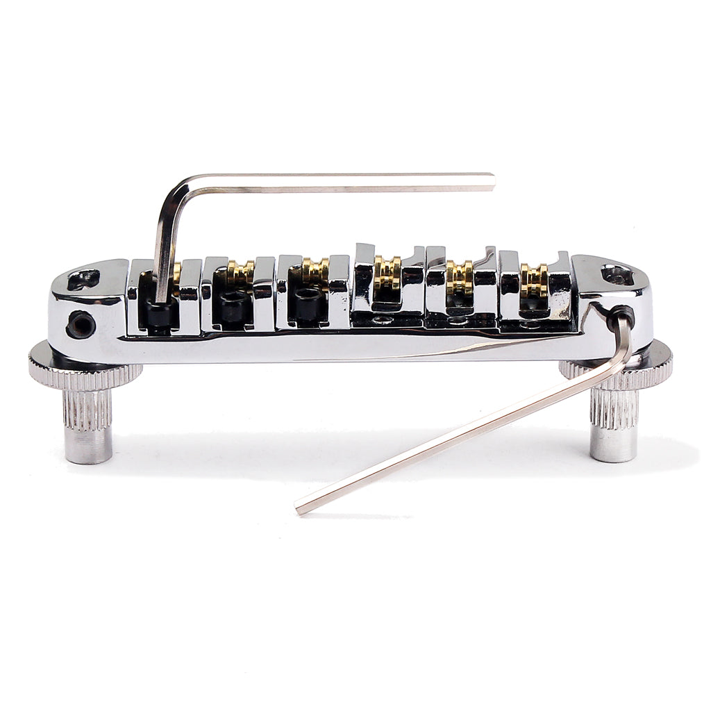 Brass Roller Adjustable Saddle Tune-O-Matic Zinc Alloy Bridge for LP Electric Guitar Silver/Black/Gold