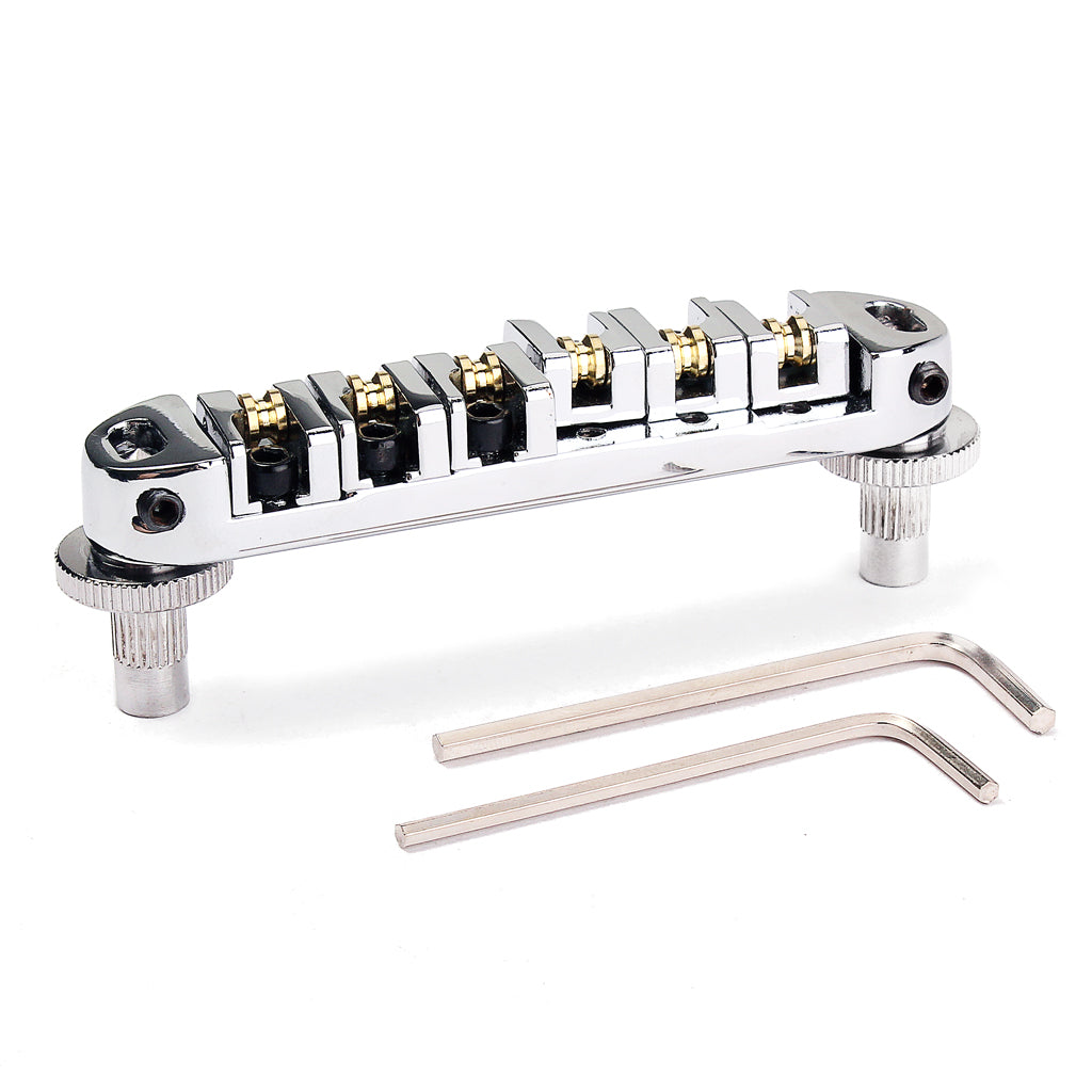 Brass Roller Adjustable Saddle Tune-O-Matic Zinc Alloy Bridge for LP Electric Guitar Silver/Black/Gold