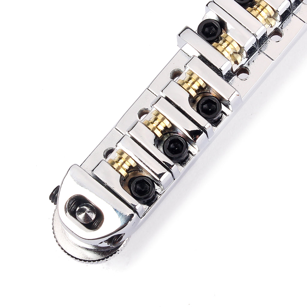 Brass Roller Adjustable Saddle Tune-O-Matic Zinc Alloy Bridge for LP Electric Guitar Silver/Black/Gold