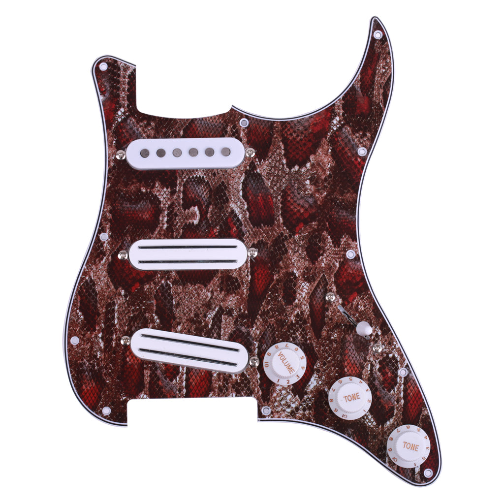 3ply Prewired Loaded Pickguard Dual Rail Humbucker for Strat Guitar Snake Skin