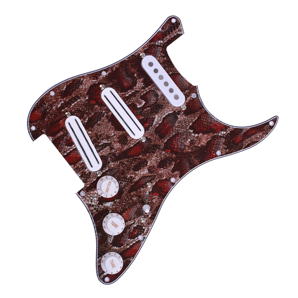 3ply Prewired Loaded Pickguard Dual Rail Humbucker for Strat Guitar Snake Skin