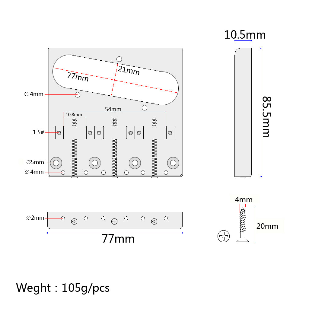 3 Saddle Bridge for TL Electric Guitar